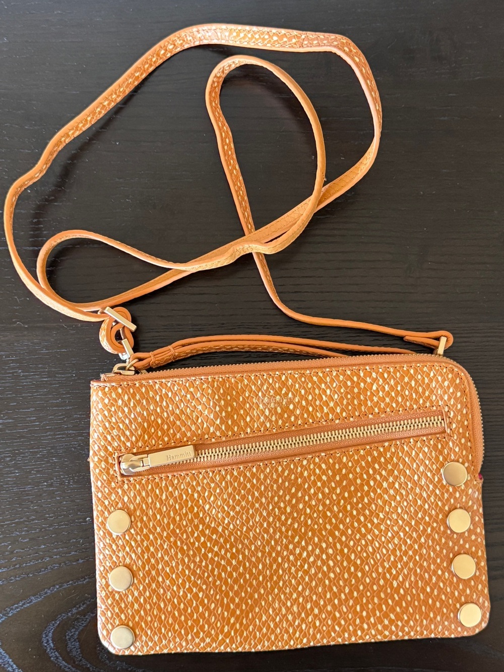 VIP Nash Tan Crossbody/Wristlet Bag with Gold Accents